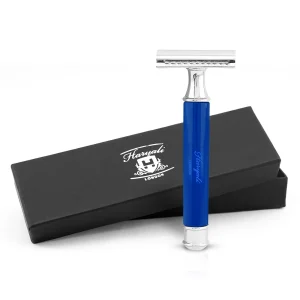 Classic Double Edge Safety Razor Men Shaving Razor Vintage Blue Handle UK
